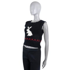 CHRISTIAN DIOR black wool & cashmere 2021 DIORAMOUR RABBIT Sweater Vest 36 XS