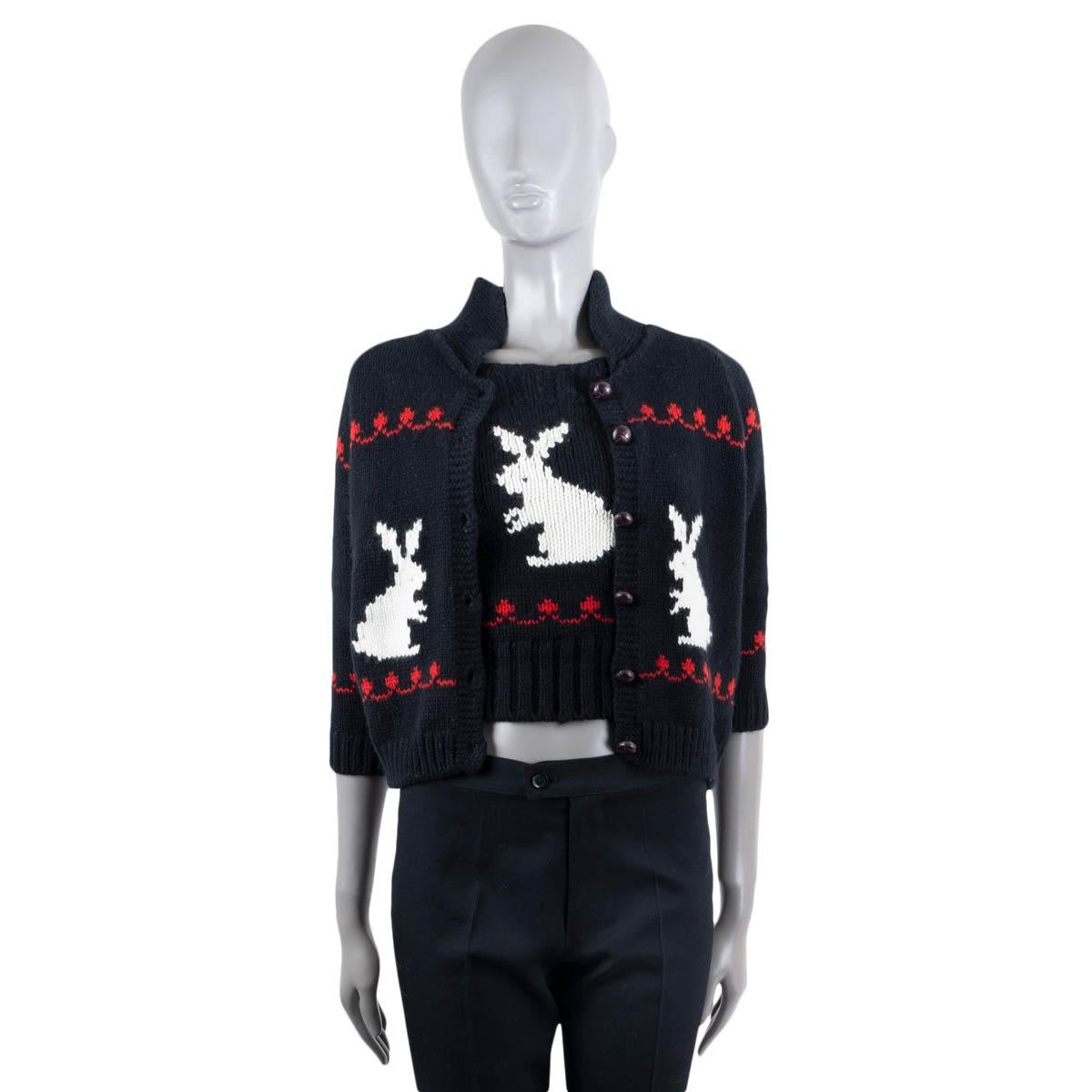 CHRISTIAN DIOR black wool & cashmere 2021 DIORAMOUR RABBIT Sweater Vest 36 XS For Sale 3