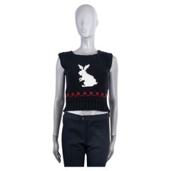 CHRISTIAN DIOR black wool & cashmere 2021 DIORAMOUR RABBIT Sweater Vest 36 XS
