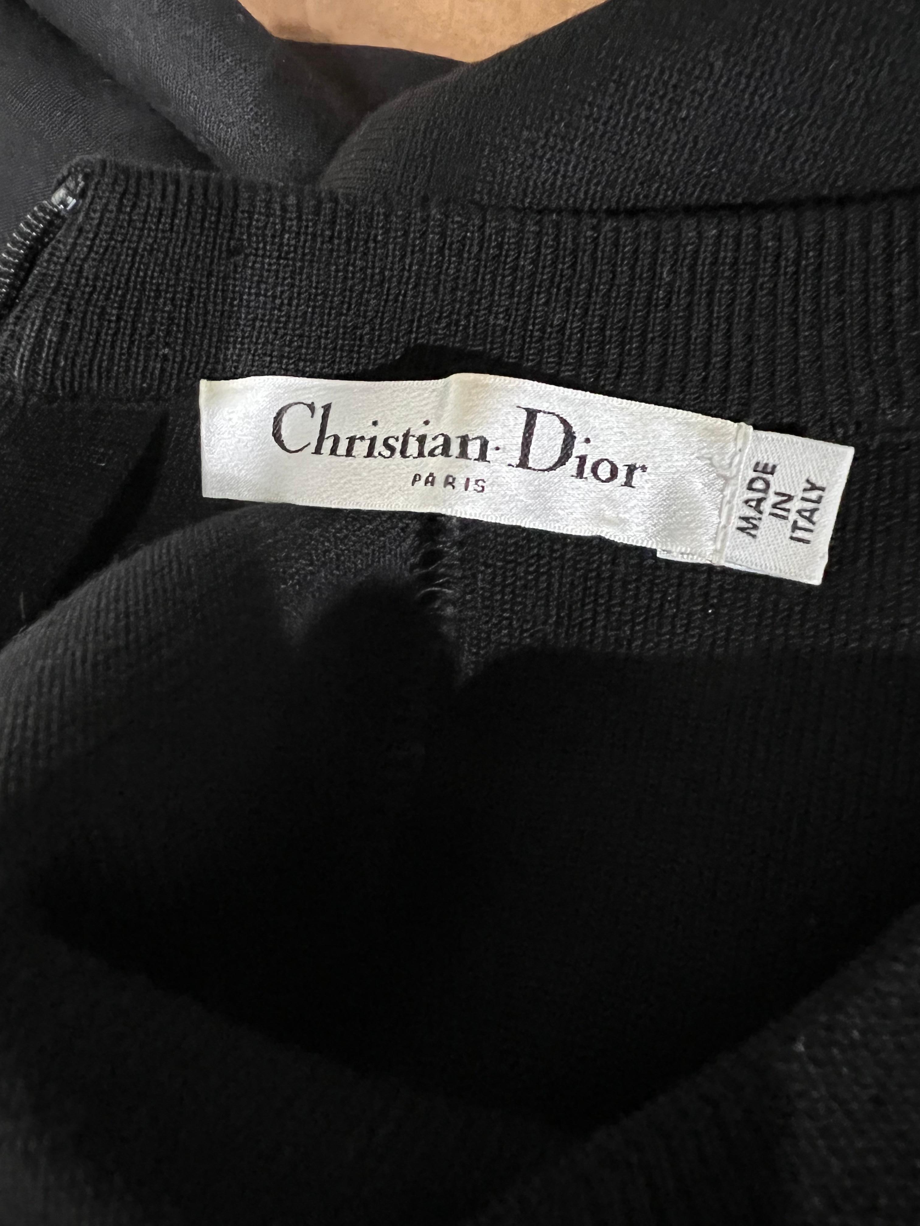 Christian Dior Black Wool Midi  Dress, Size 6 For Sale 4