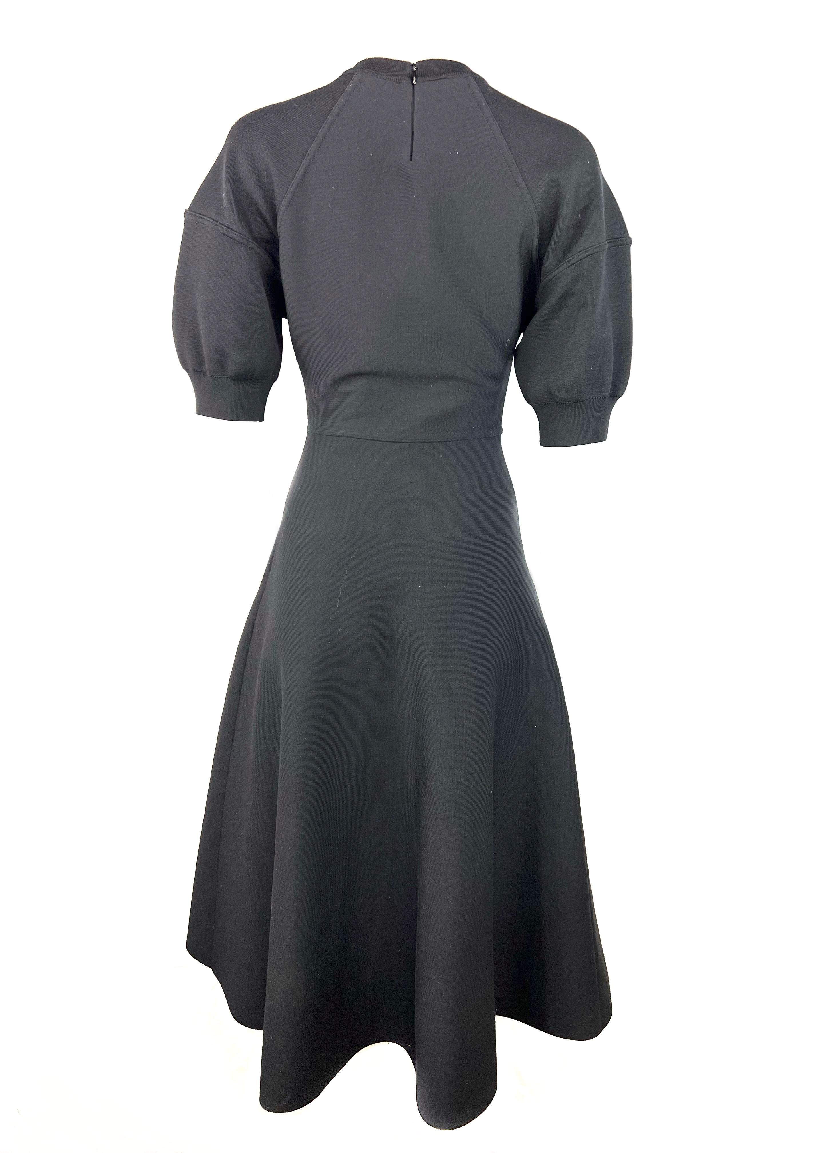Christian Dior Black Wool Midi  Dress, Size 6 For Sale 1
