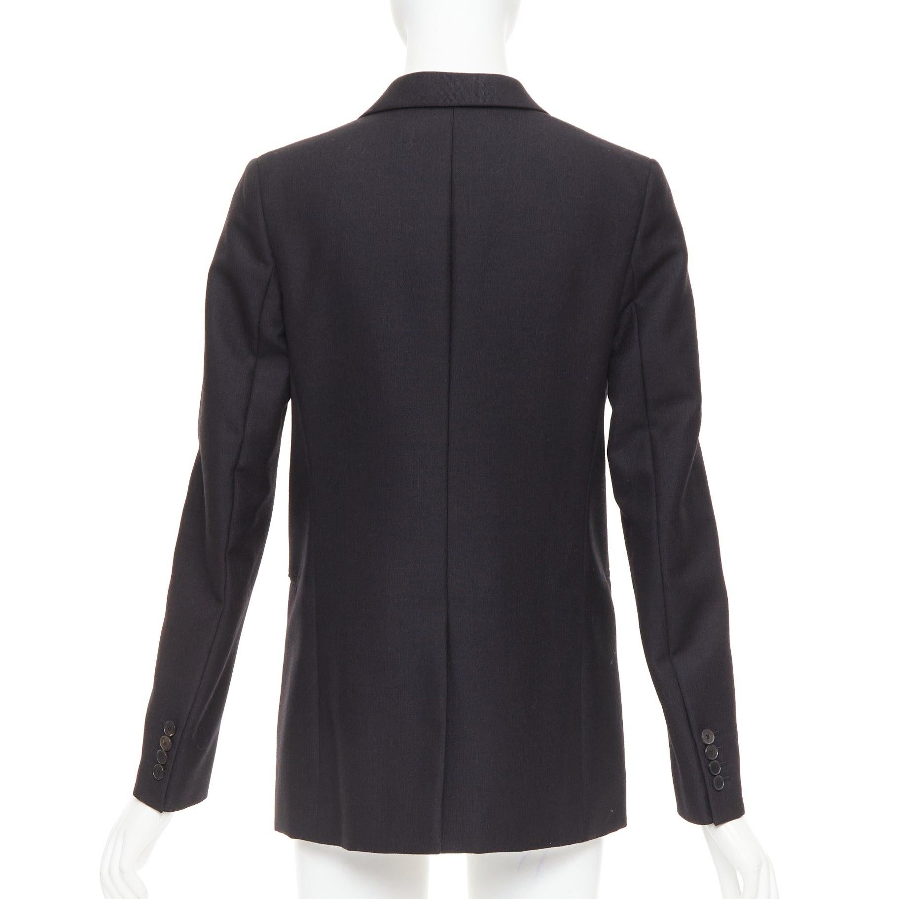 CHRISTIAN DIOR schwarzer Wolle-Mohair-Smokingjacke mit kastenförmigem Spitzenkragen FR36 im Angebot 2