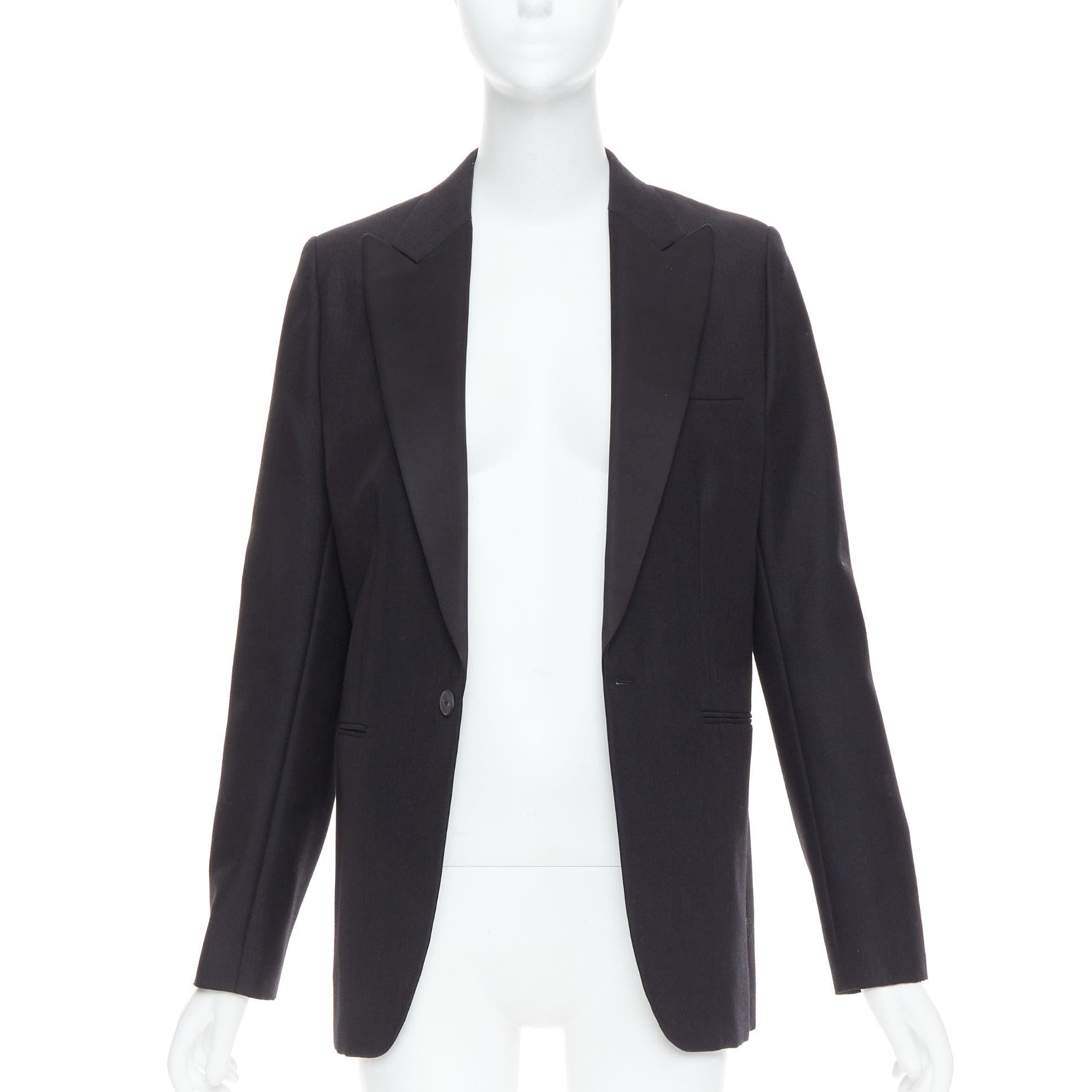 Black CHRISTIAN DIOR black wool mohair boxy peak collar tux jacket FR40 L For Sale