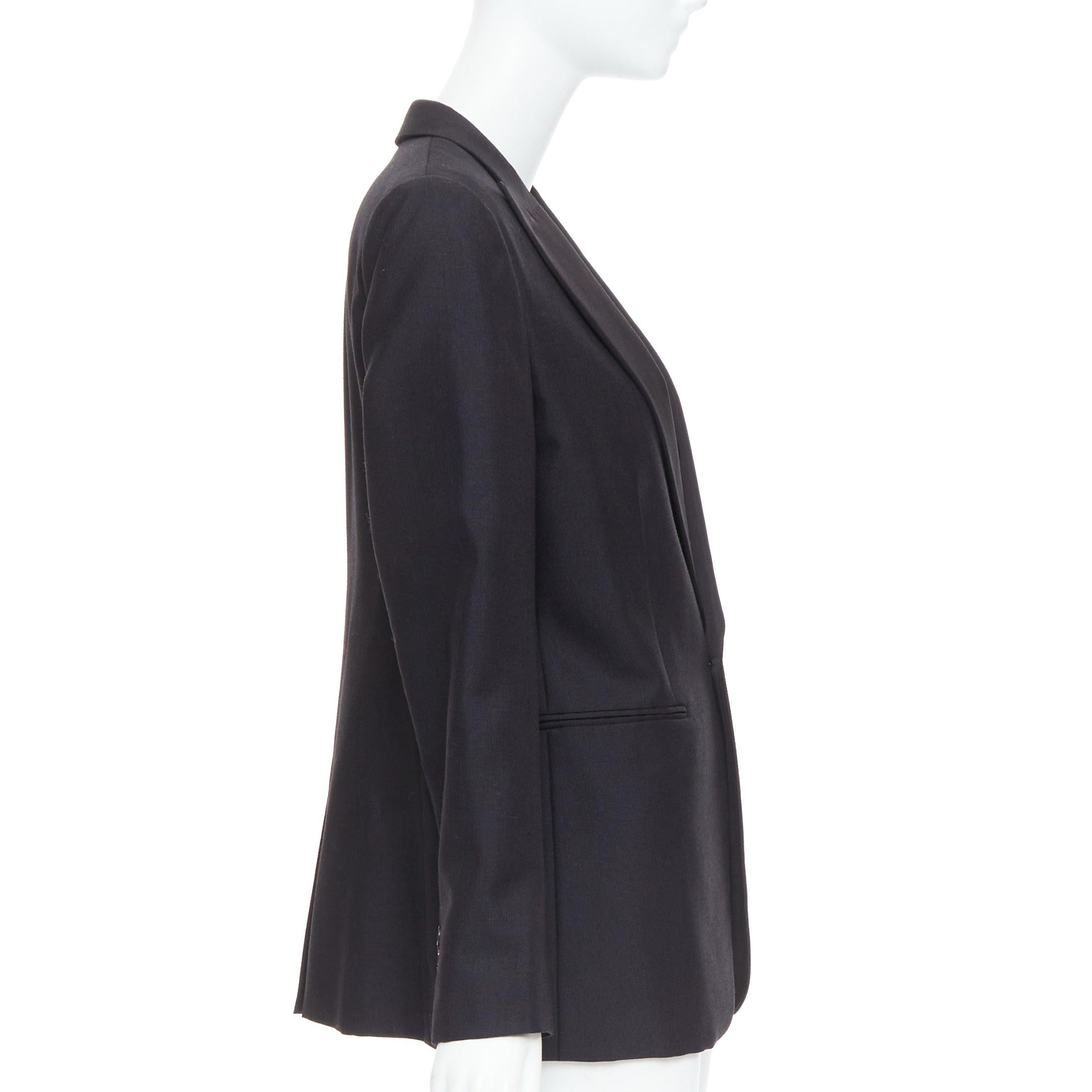 Women's CHRISTIAN DIOR black wool mohair boxy peak collar tux jacket FR40 L For Sale