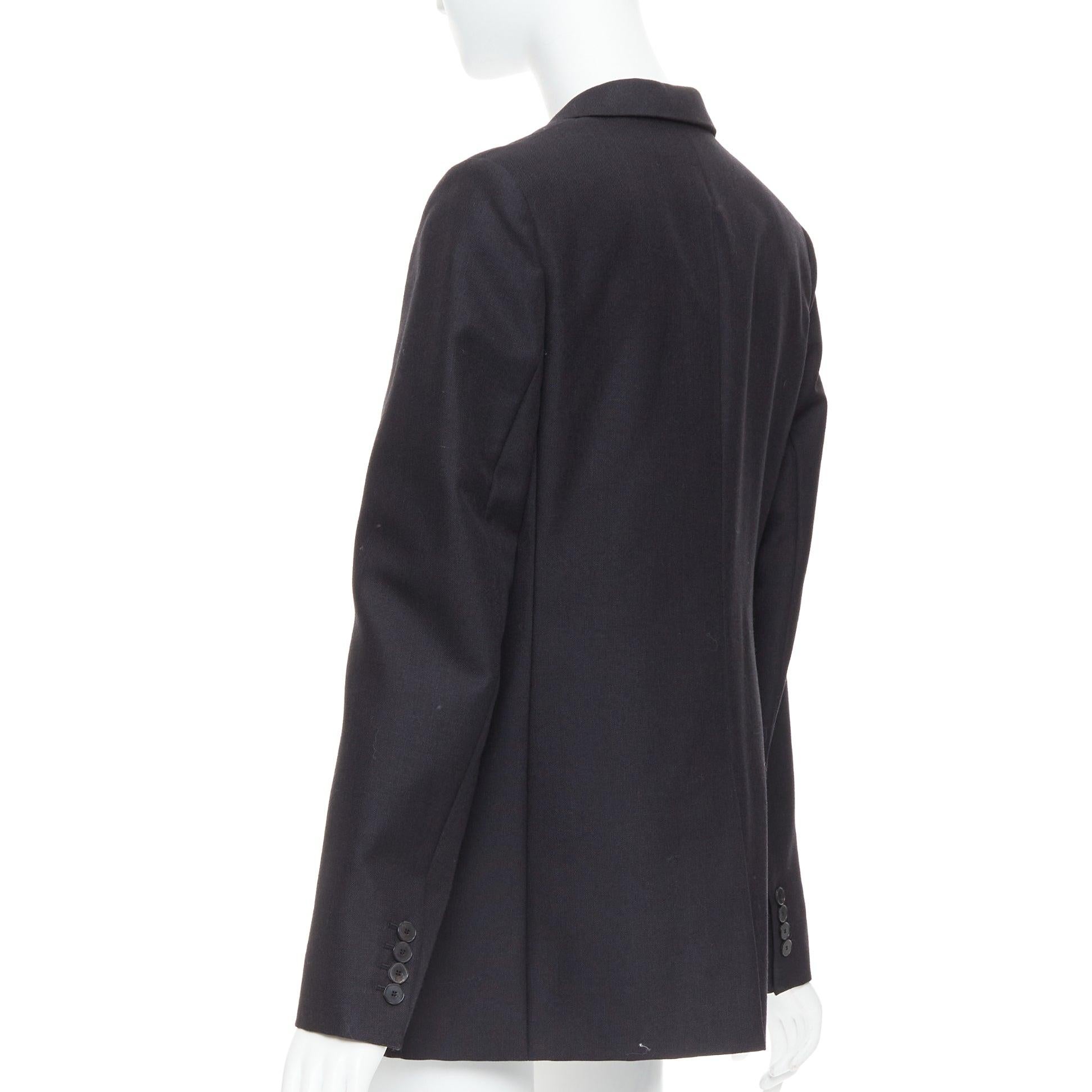 CHRISTIAN DIOR black wool mohair boxy peak collar tux jacket FR40 L For Sale 2