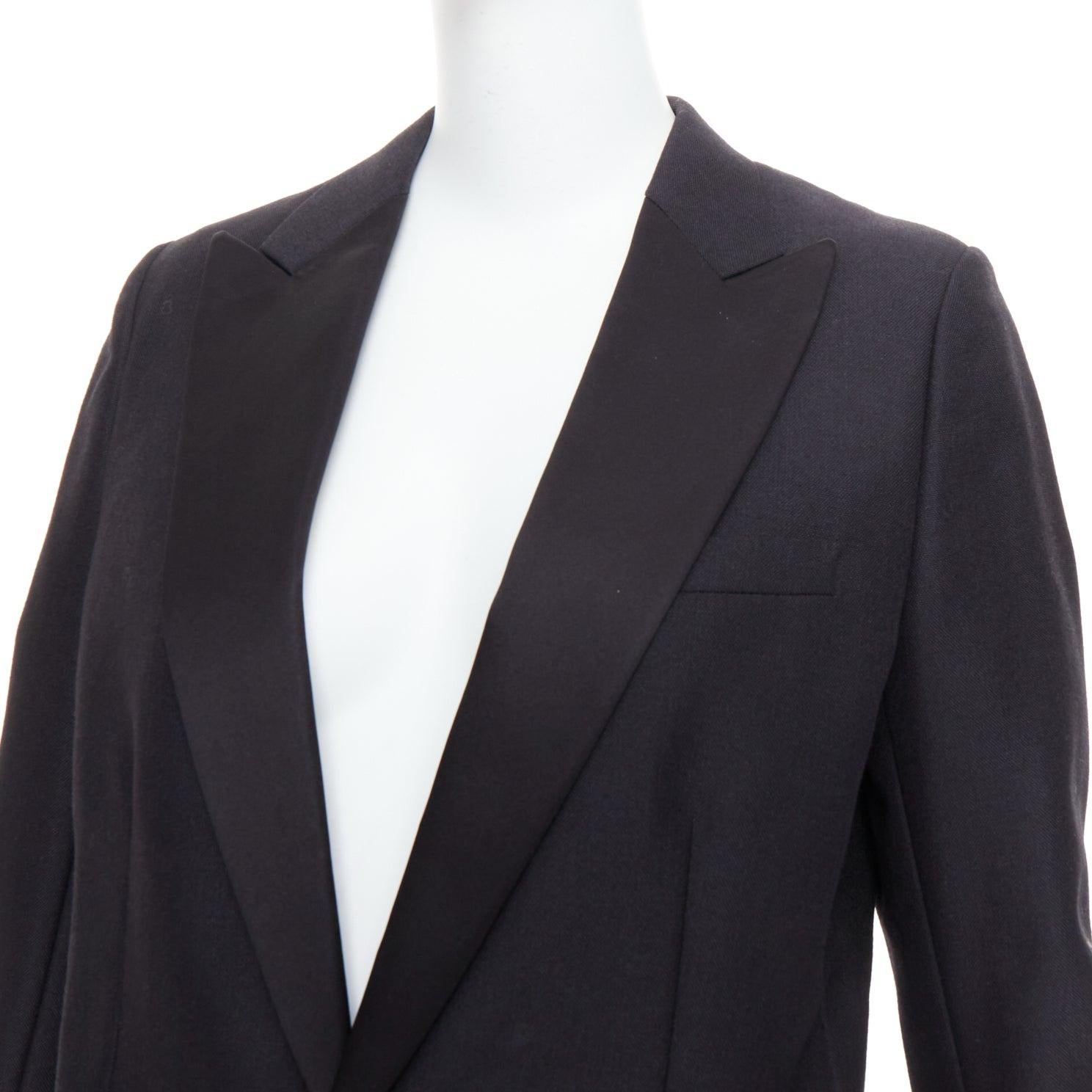 CHRISTIAN DIOR black wool mohair boxy peak collar tux jacket FR40 L For Sale 3
