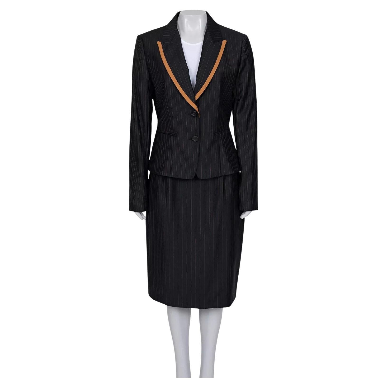 Christian Dior Abito gessato in lana nera Sz. FR44 / XXL
