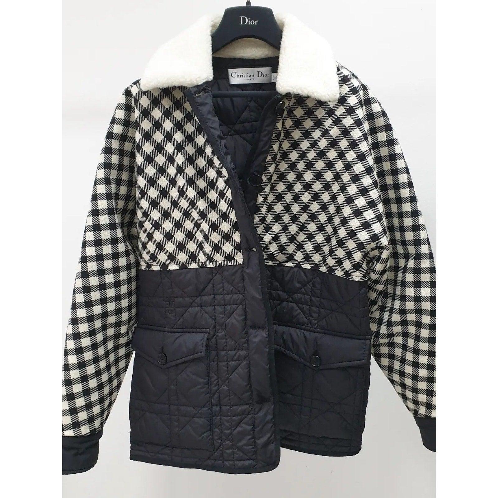 Christian Dior Veste en laine noire imprimée à carreaux Sz.40 Pour femmes en vente