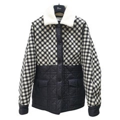 Christian Dior Veste en laine noire imprimée à carreaux Sz.40