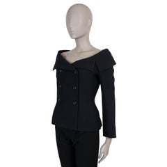 CHRISTIAN DIOR black wool & silk 2018 PORTRAIT BAR Jacket 38 S