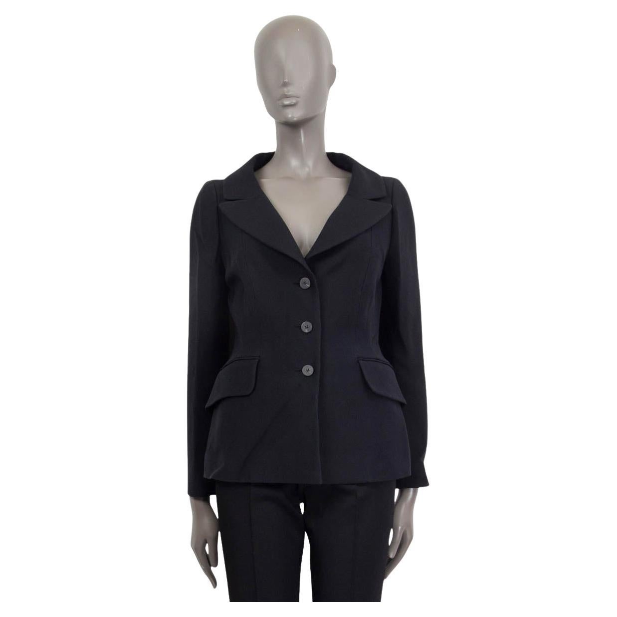 CHRISTIAN DIOR black wool & silk 2019 PORTRAIT BAR Blazer Jacket 40 M