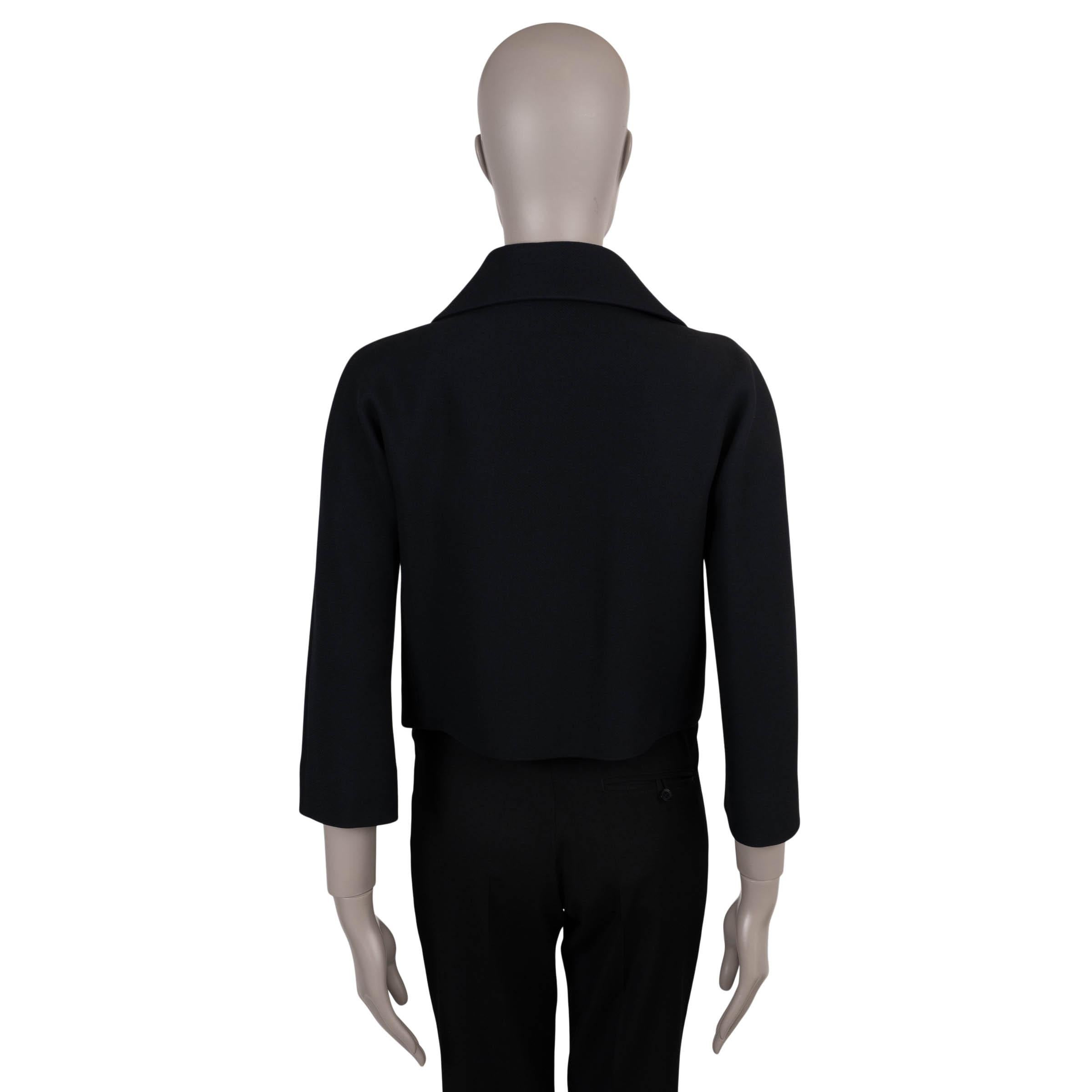 Noir CHRISTIAN DIOR Veste en laine et soie 2022 CROPPED PEACOAT noir 38 S en vente