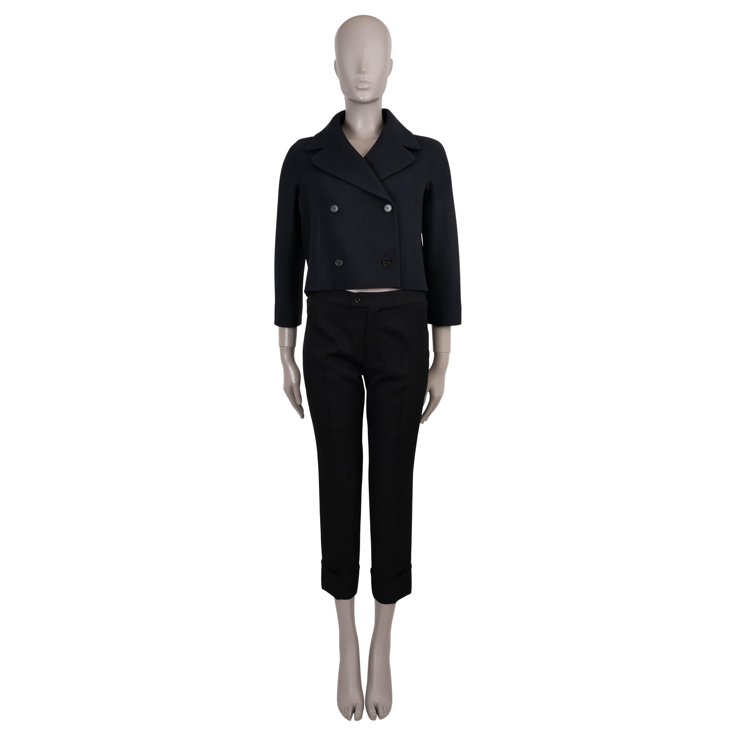 CHRISTIAN DIOR Veste en laine et soie 2022 CROPPED PEACOAT noir 38 S Pour femmes en vente