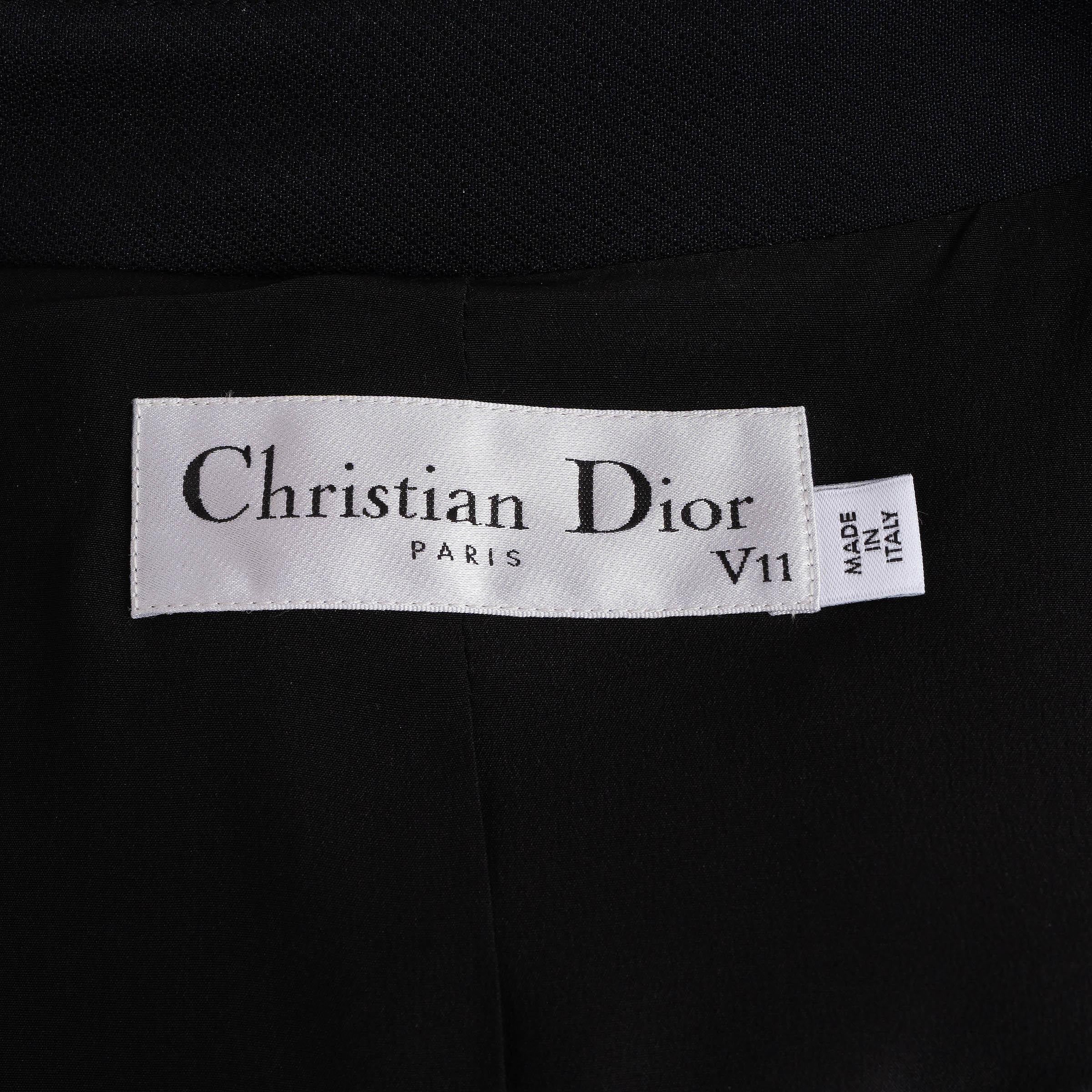 CHRISTIAN DIOR Veste en laine et soie 2022 CROPPED PEACOAT noir 38 S en vente 2