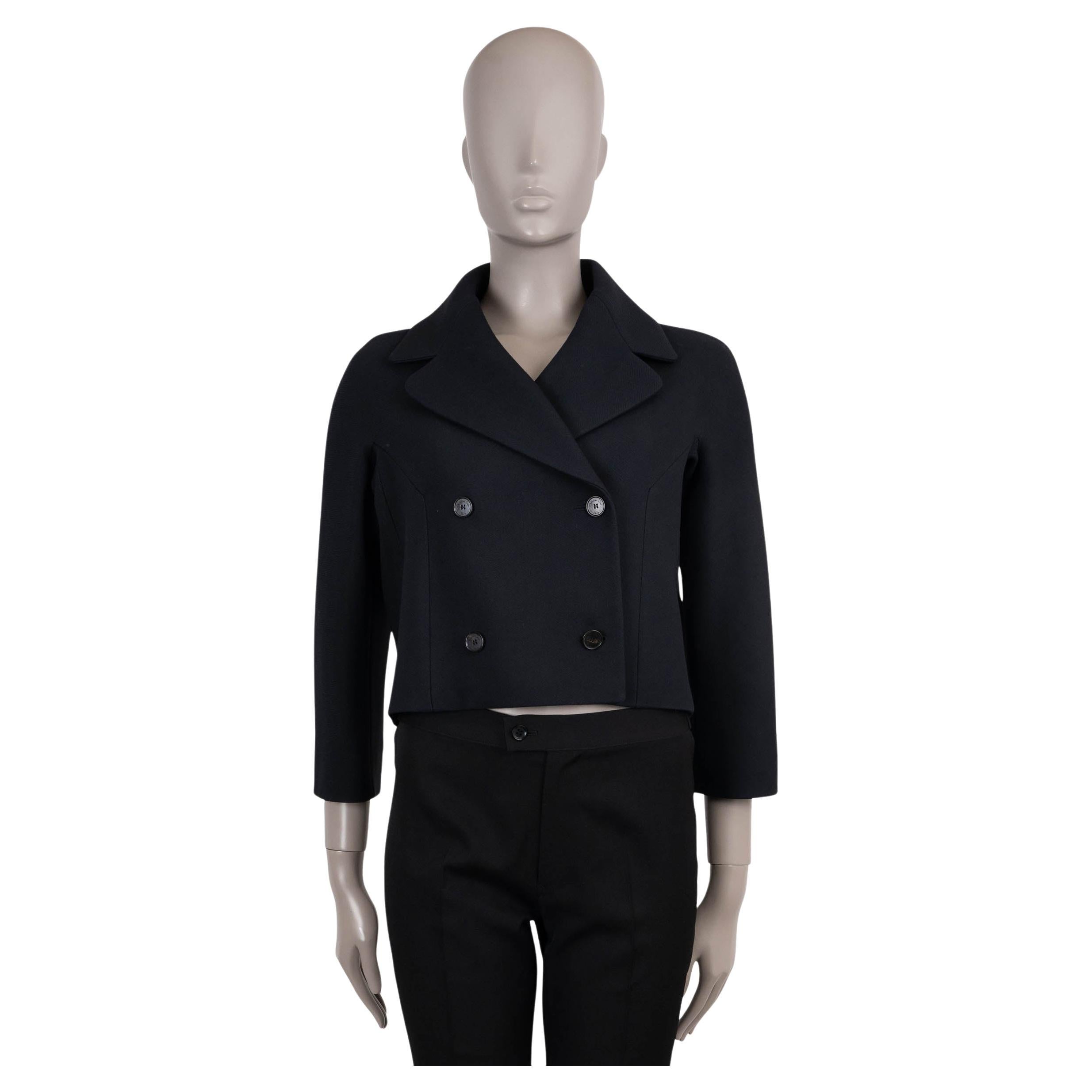CHRISTIAN DIOR Veste en laine et soie 2022 CROPPED PEACOAT noir 38 S en vente