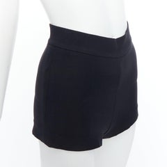 CHRISTIAN DIOR black wool silk crepe back darted high waisted shorts FR34 XS