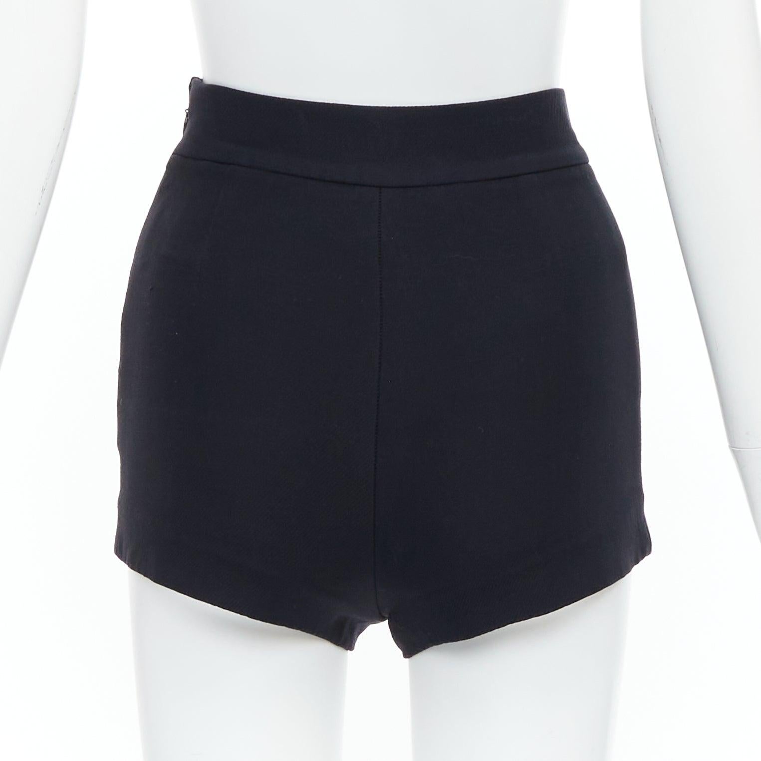 De las mujeres CHRISTIAN DIOR black wool silk crepe back darted high waisted shorts FR34 XS en venta
