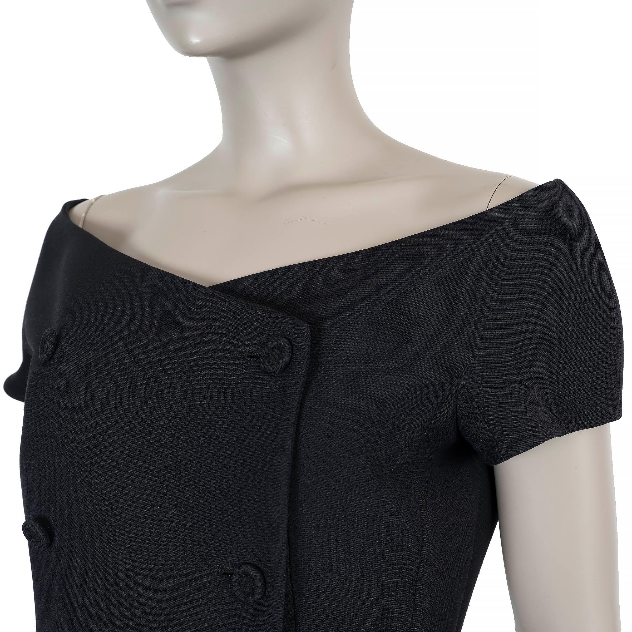 CHRISTIAN DIOR giacca nera in lana e seta a doppio petto 40 M. in vendita 1