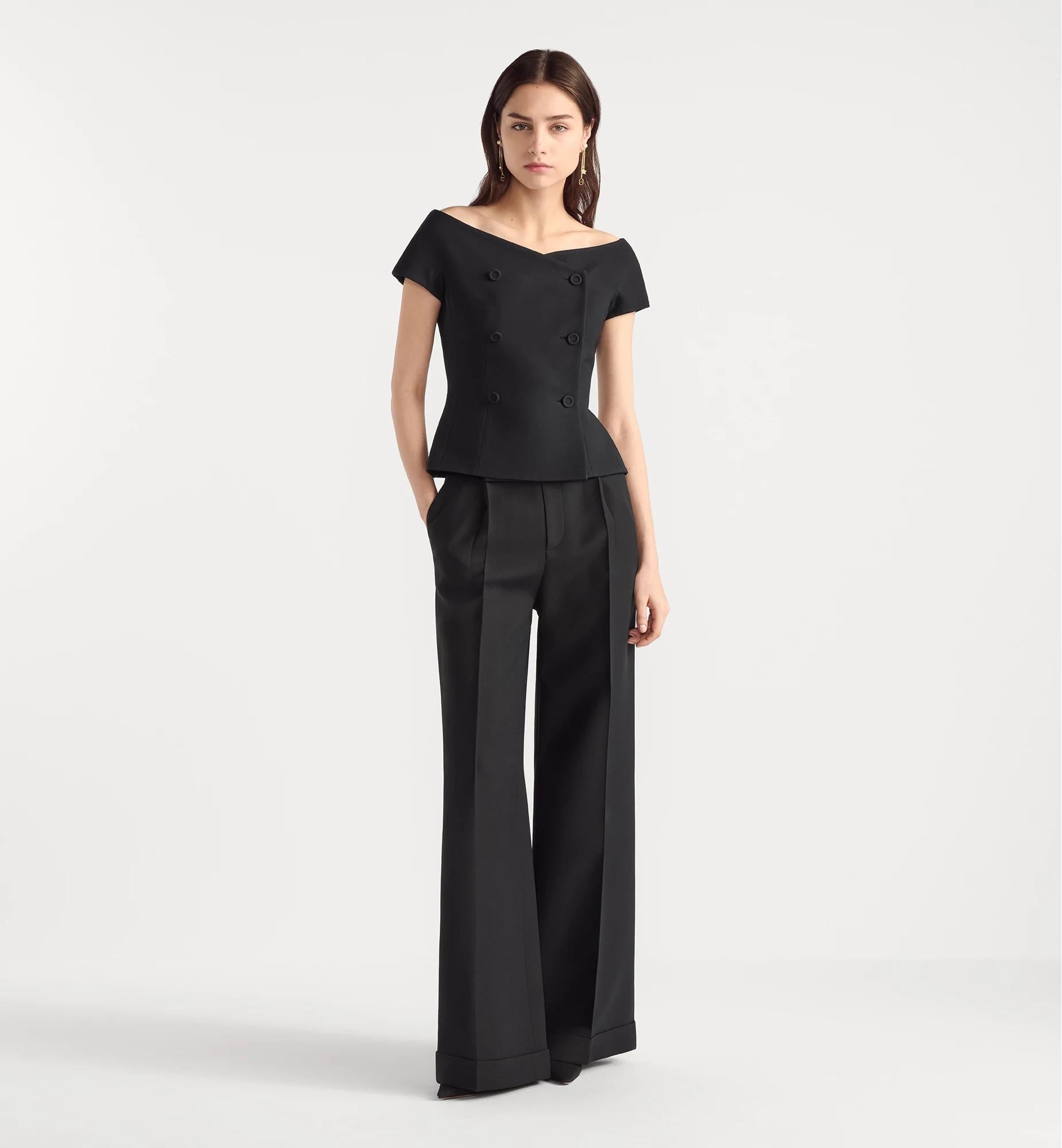 CHRISTIAN DIOR giacca nera in lana e seta a doppio petto 40 M. in vendita 3