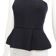 CHRISTIAN DIOR corsé peplum bustier top mínimo deshuesado de lana de seda negra FR34 XS