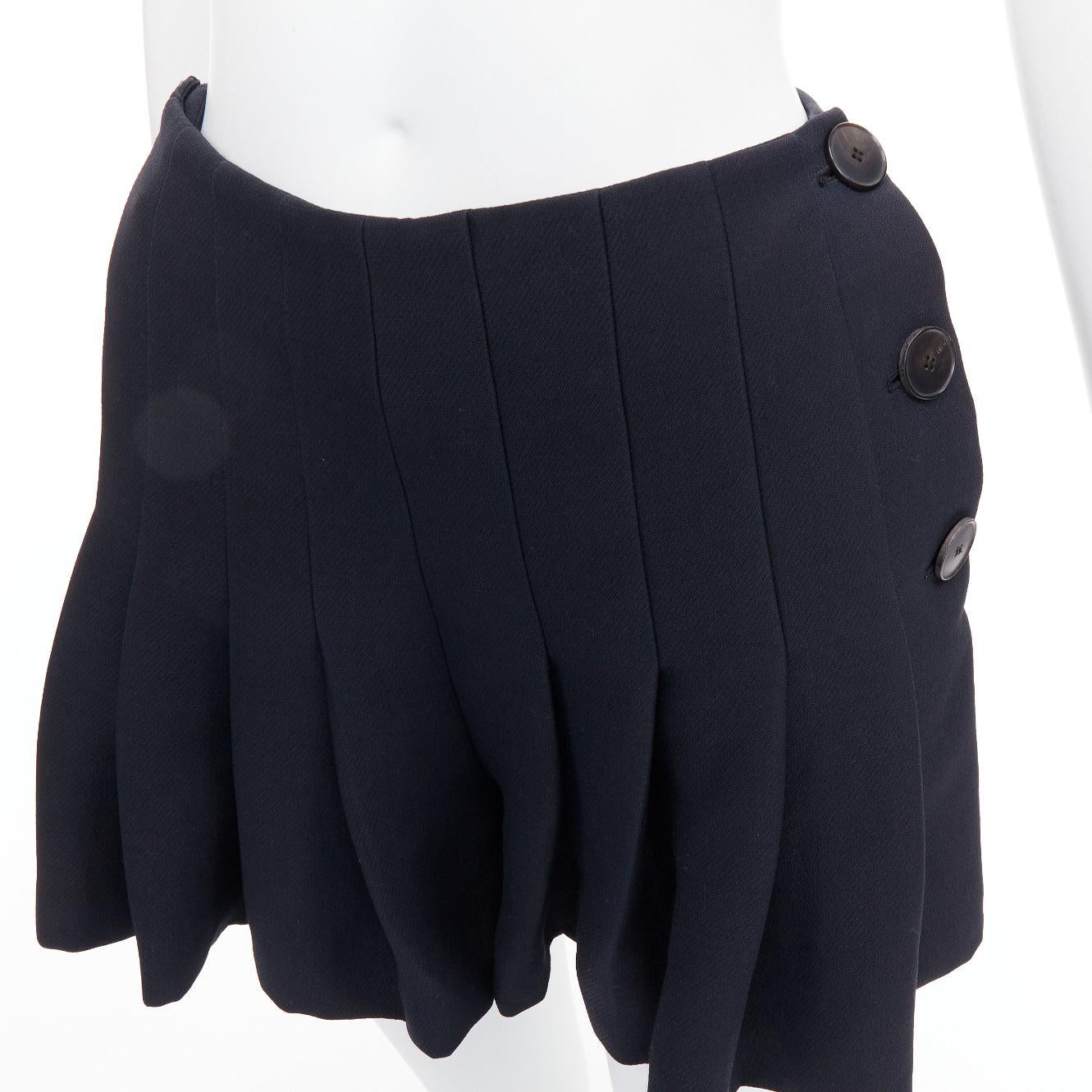 CHRISTIAN DIOR - Gonna a pieghe in lana e seta nera FR34 XXS in vendita 1