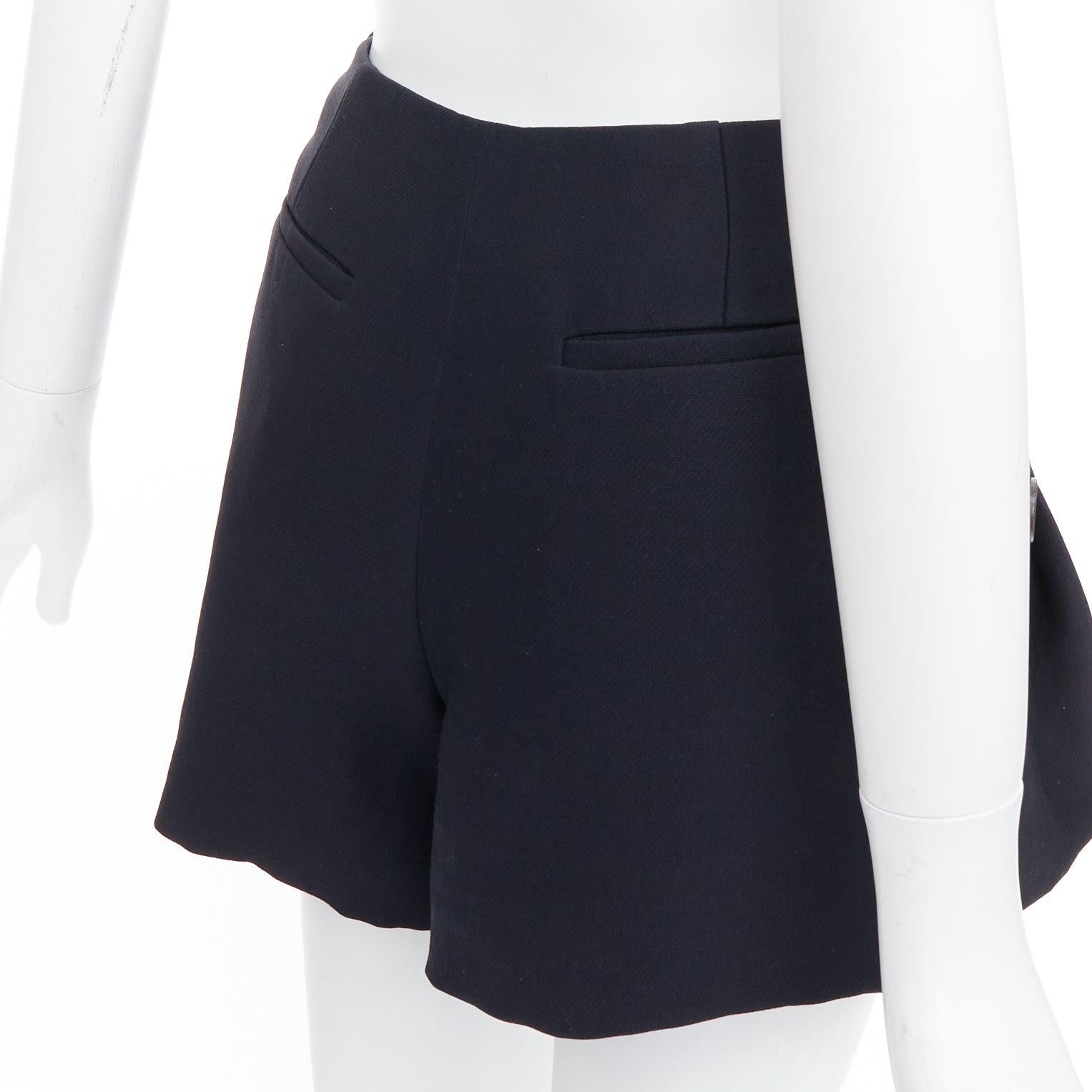 CHRISTIAN DIOR - Gonna a pieghe in lana e seta nera FR34 XXS in vendita 2