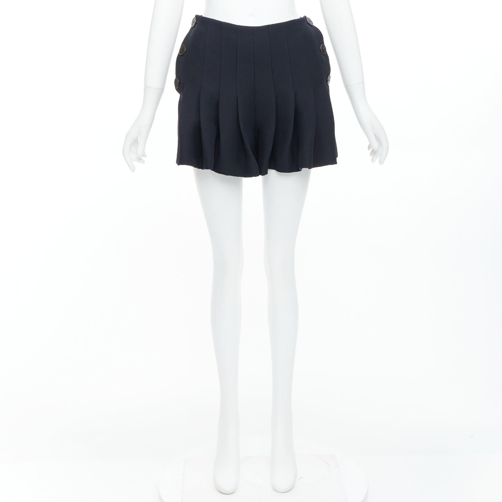 CHRISTIAN DIOR - Gonna a pieghe in lana e seta nera FR34 XXS in vendita 4