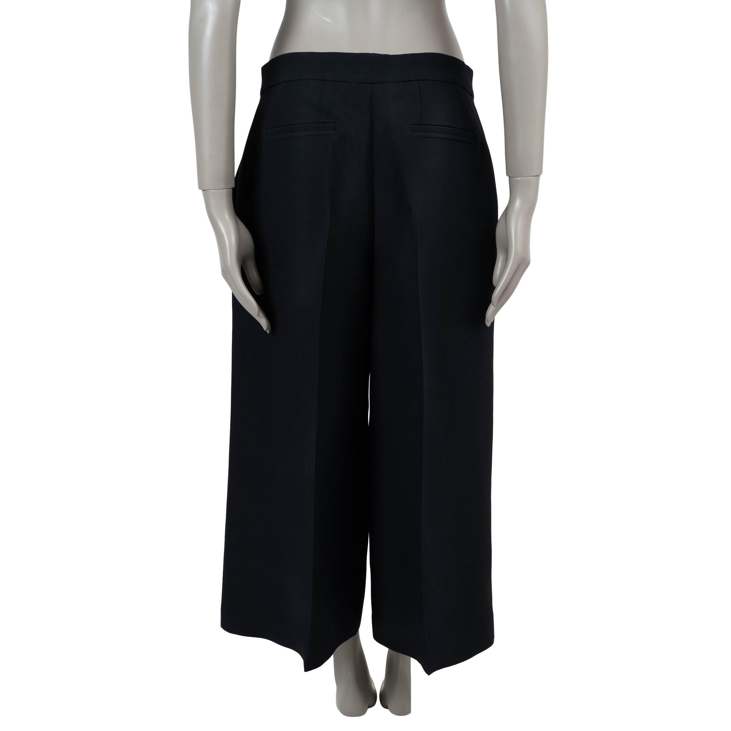 Noir CHRISTIAN DIOR pantalon CROPOPED WIDE LEG en laine et soie noir 42 L en vente