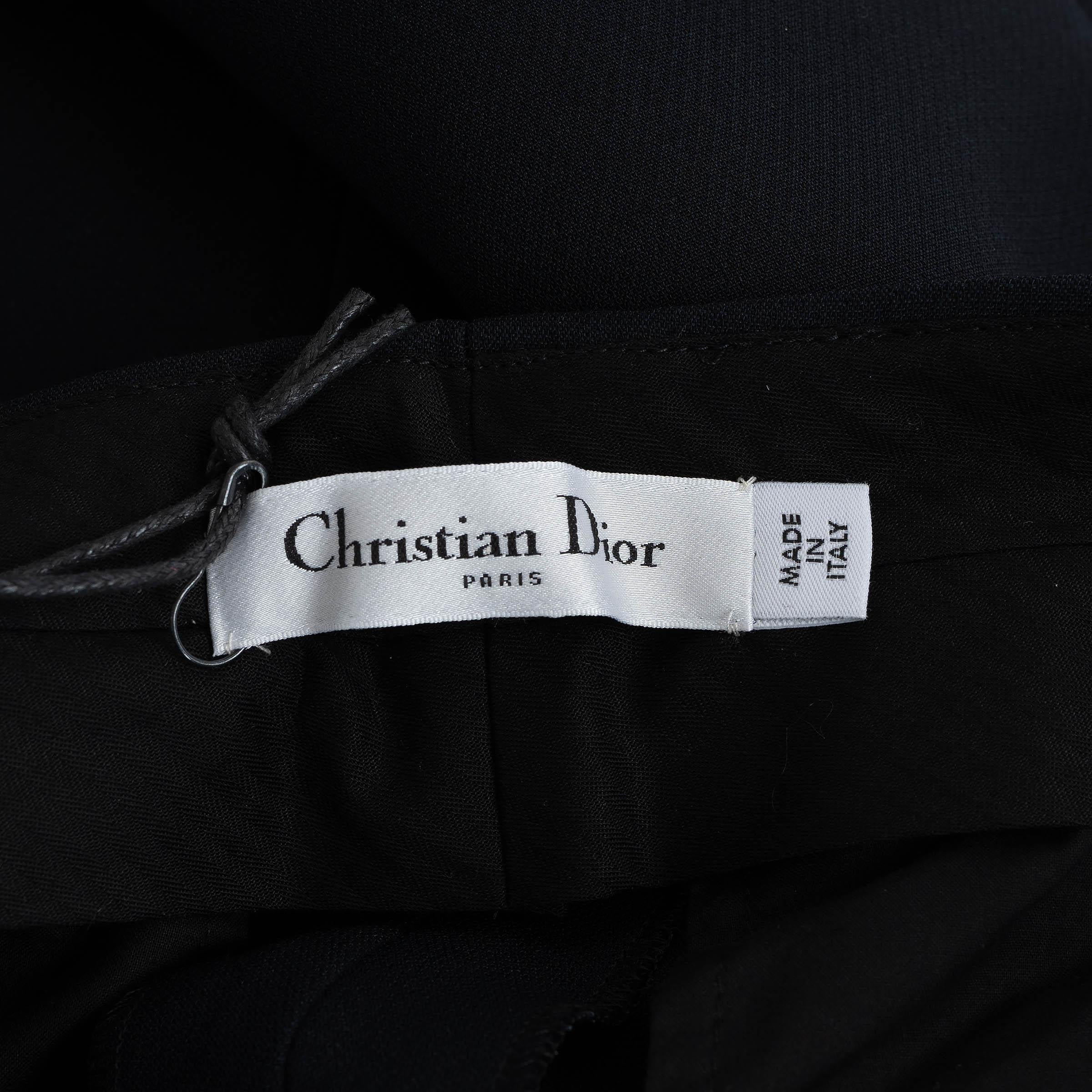 CHRISTIAN DIOR pantalon CROPOPED WIDE LEG en laine et soie noir 42 L en vente 1