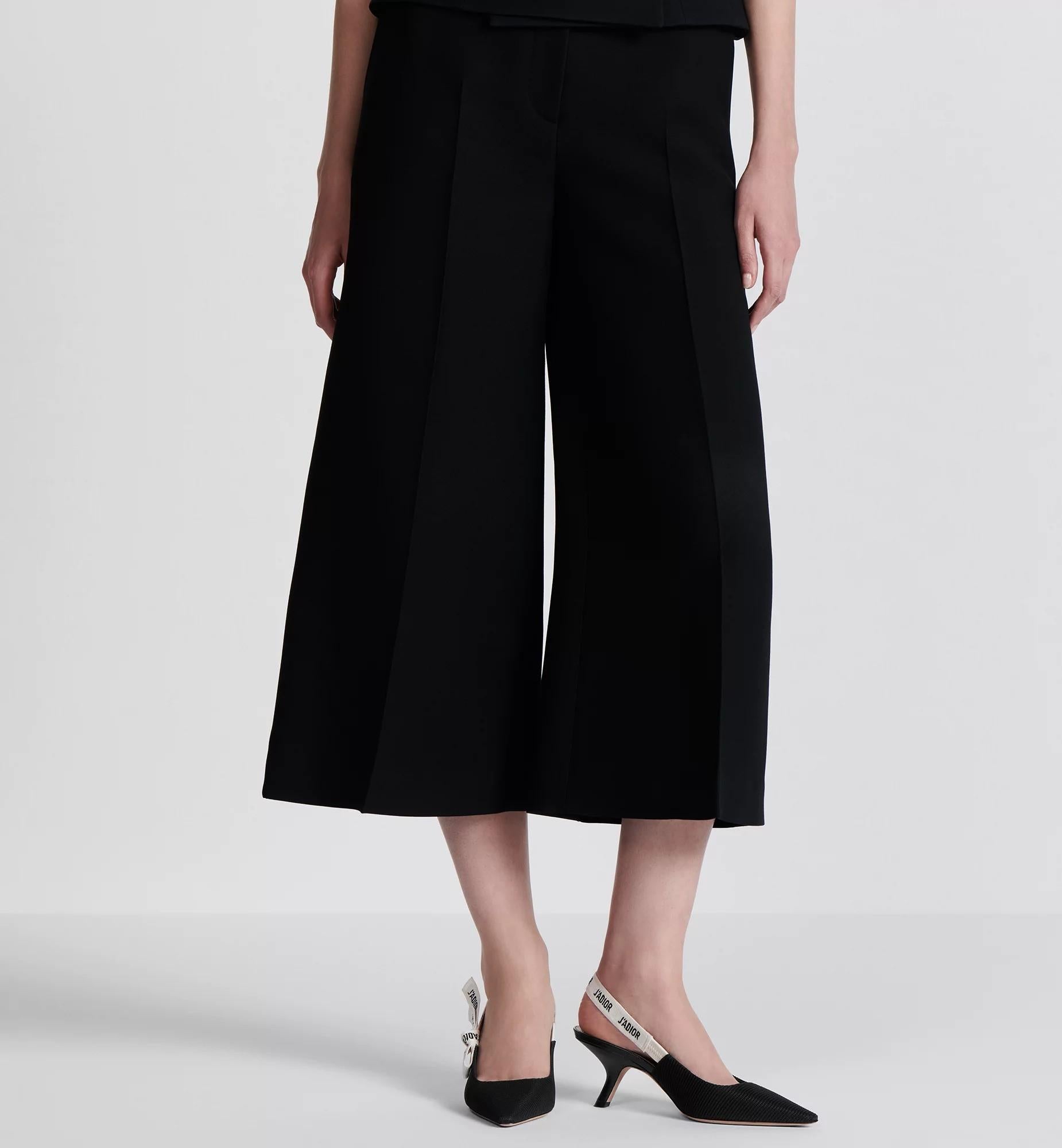 CHRISTIAN DIOR pantalon CROPOPED WIDE LEG en laine et soie noir 42 L en vente 2
