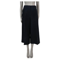 CHRISTIAN DIOR black wool & silk WIDE LEG CROPOPED Pants 42 L