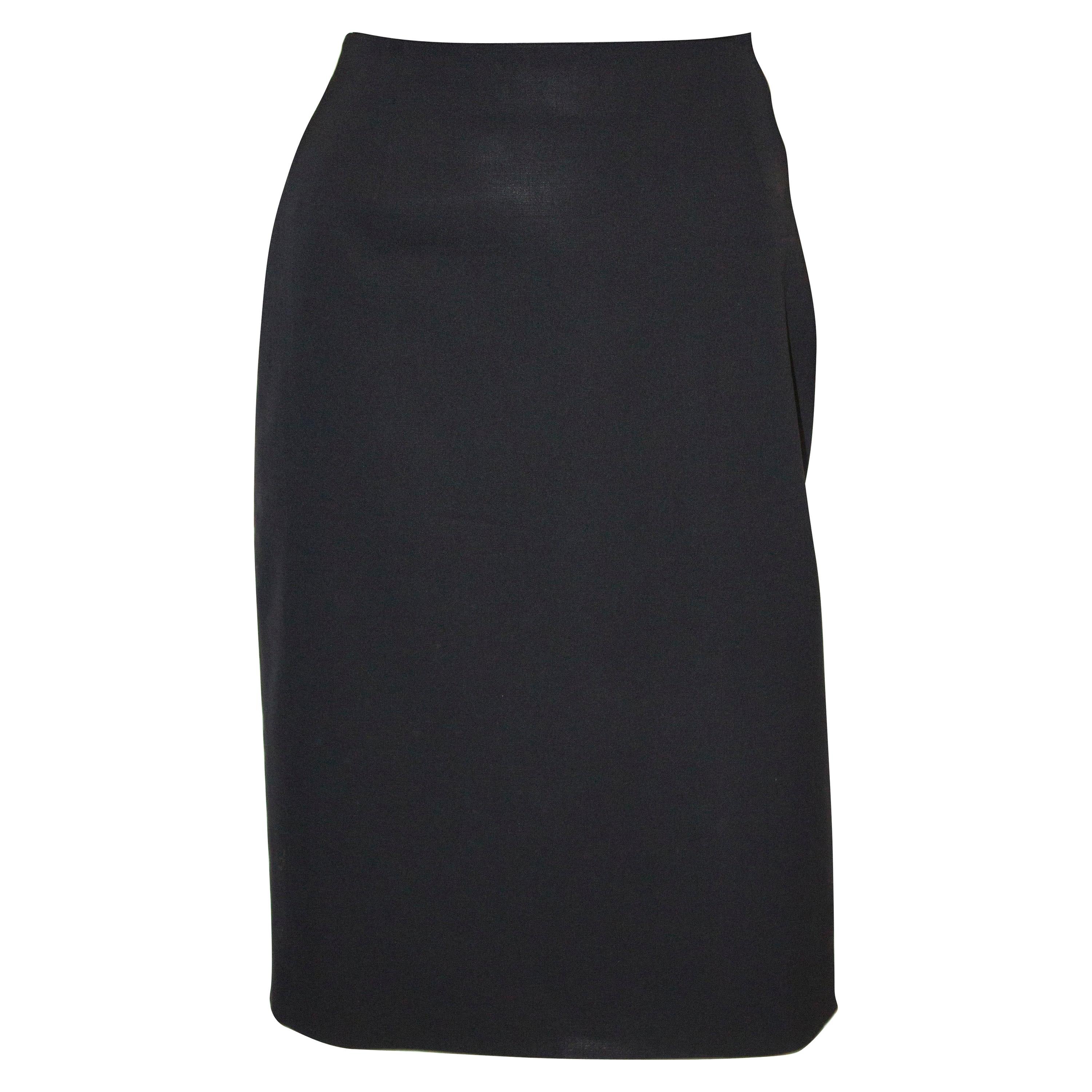 Christian Dior Black Wool Skirt Size 10 For Sale