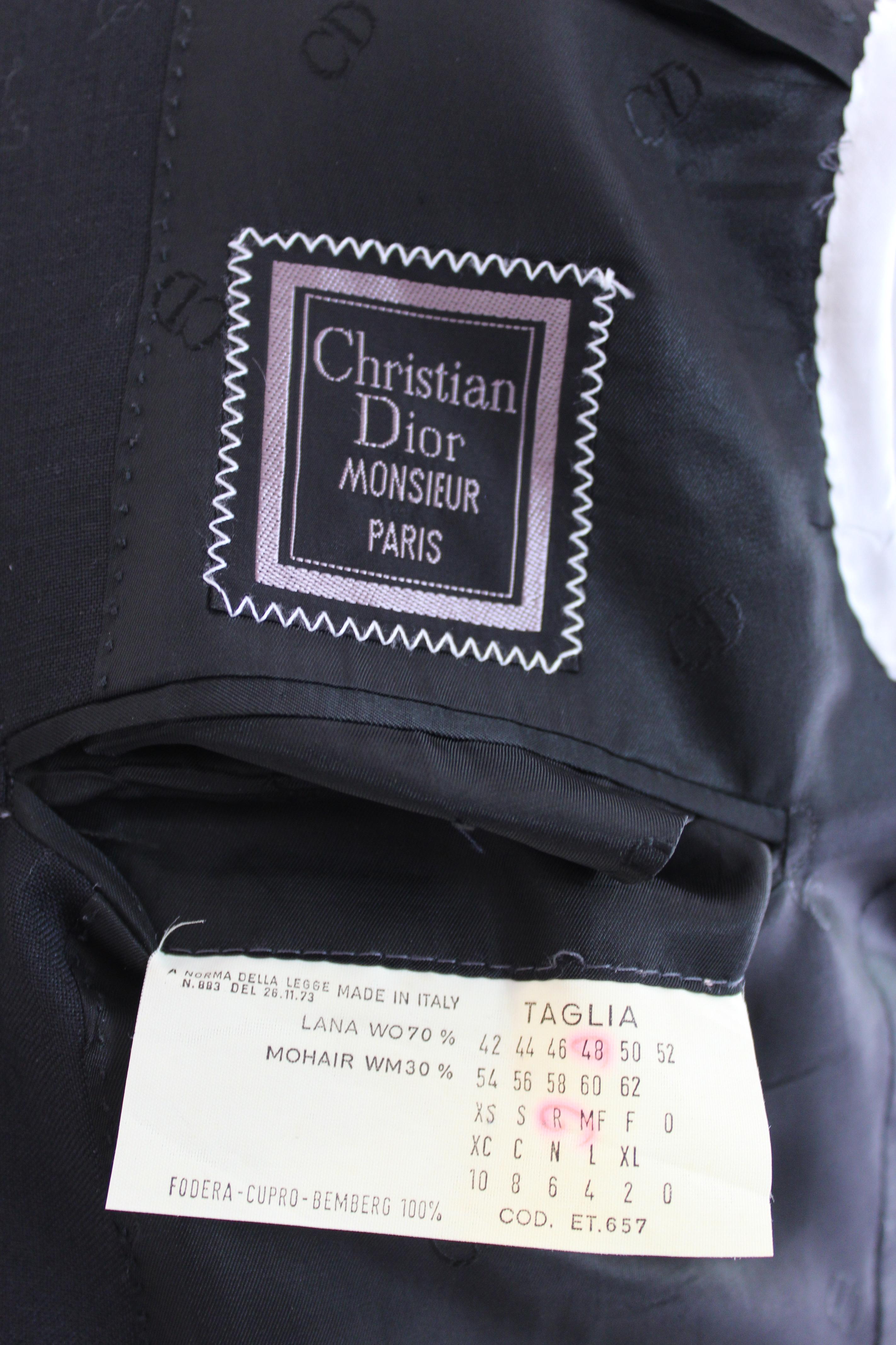 Christian Dior Black Wool Tuxedo Jacket 1970s 1