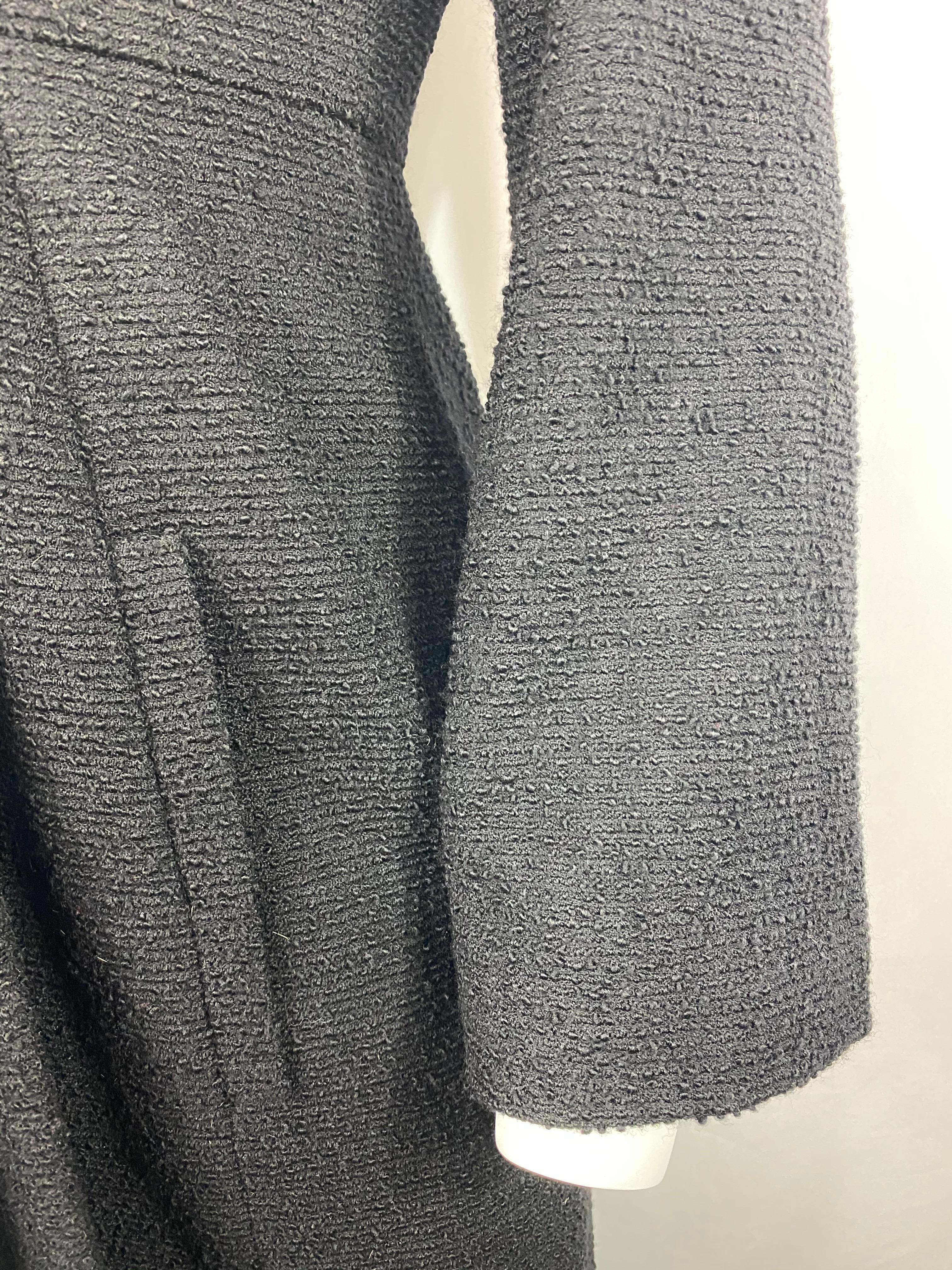 Christian Dior - Veste manteau en tweed de laine noir et fourrure, taille 40 6