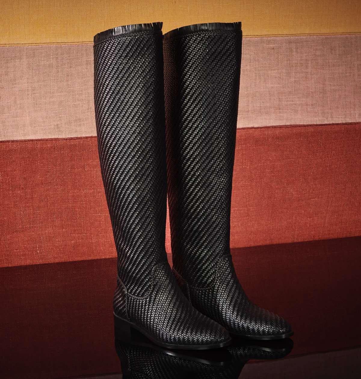 CHRISTIAN DIOR black woven leather 2020 GLOBAL RIDING Boots Shoes 38.5 For Sale 5
