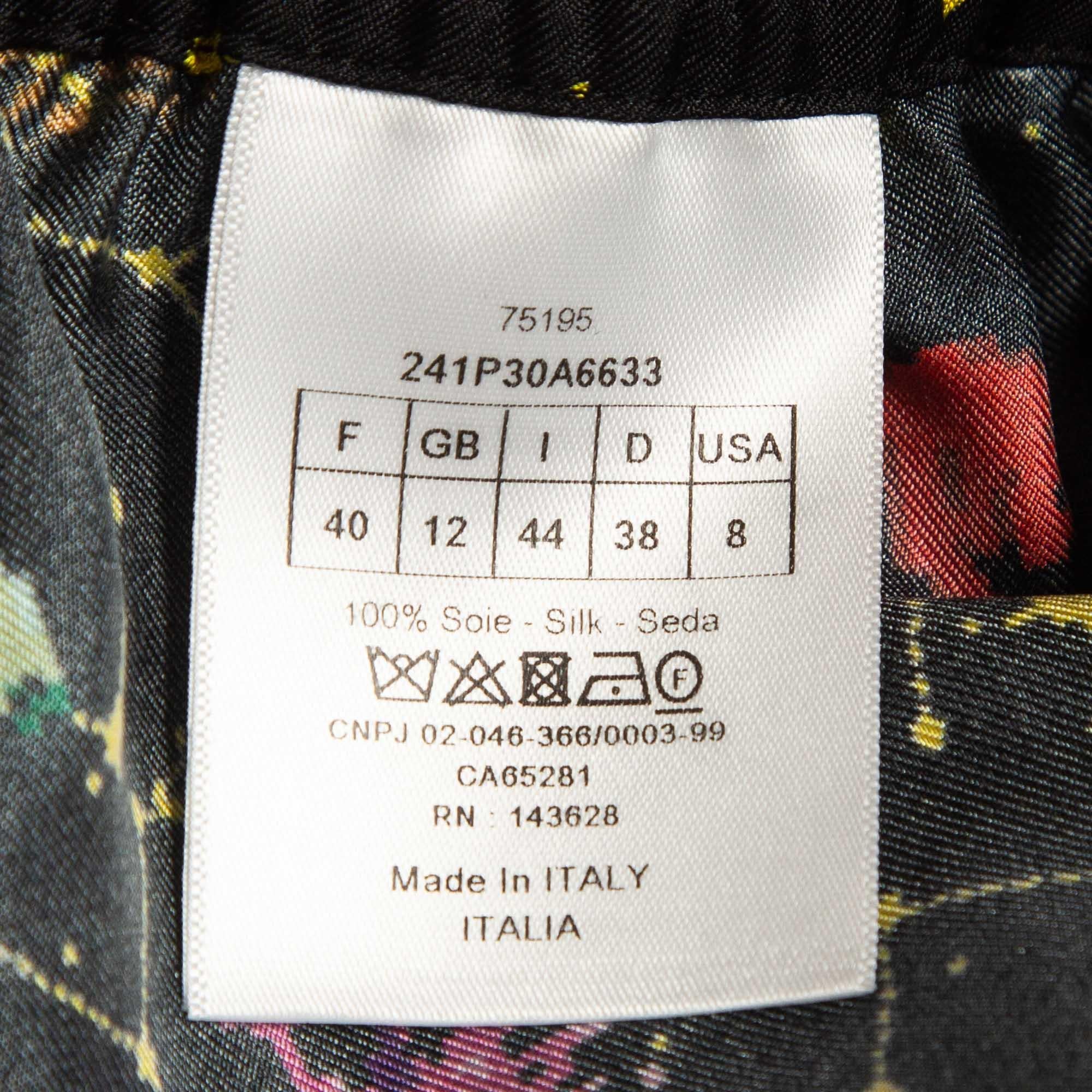 Christian Dior Black Zodiac Printed Silk Lounge Pants M 2
