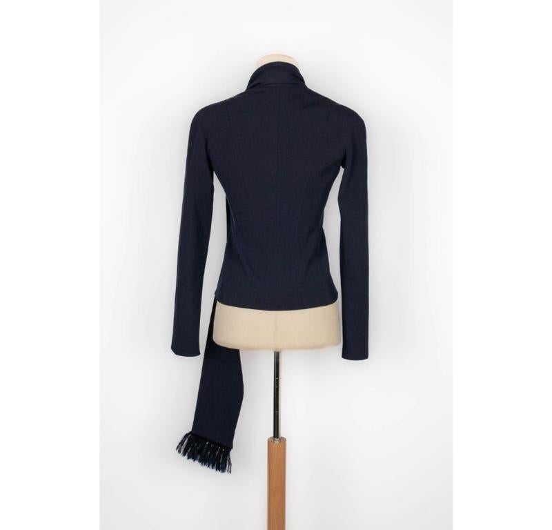 Black Christian Dior Blended Cotton Asymmetrical Jacket For Sale