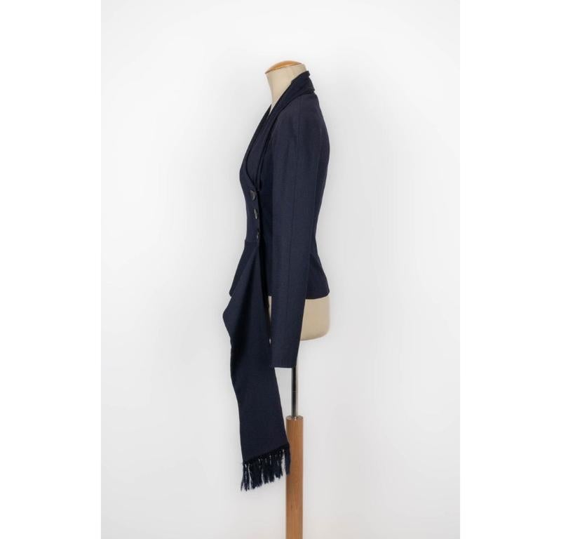 Christian Dior Blended Cotton Asymmetrical Jacket In Excellent Condition For Sale In SAINT-OUEN-SUR-SEINE, FR