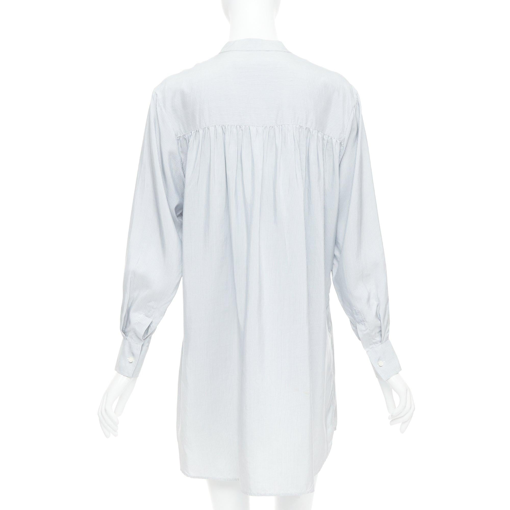Women's CHRISTIAN DIOR blue 100% silk CD bee embroidery button down shirt dress FR36 S For Sale