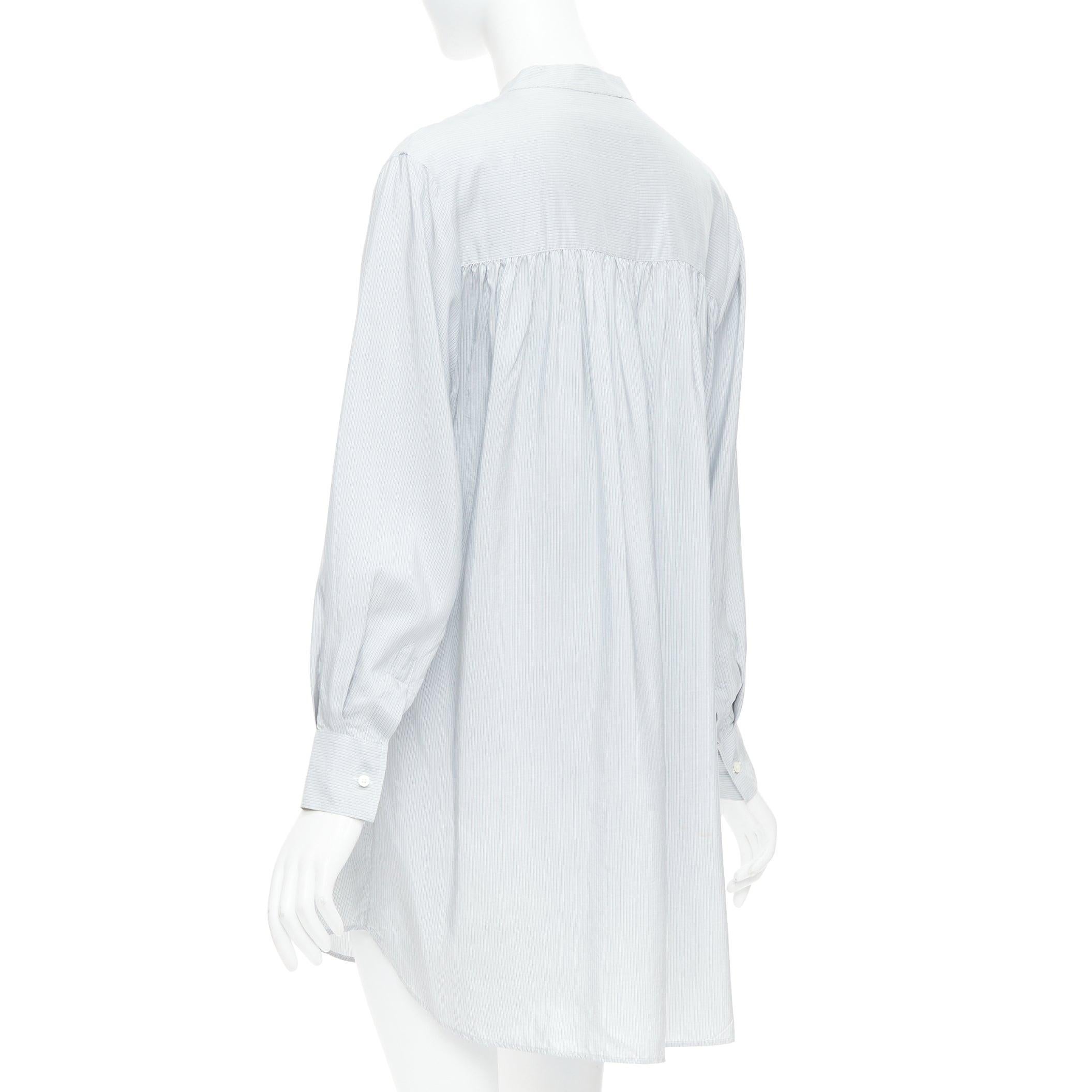 CHRISTIAN DIOR blue 100% silk CD bee embroidery button down shirt dress FR36 S For Sale 1
