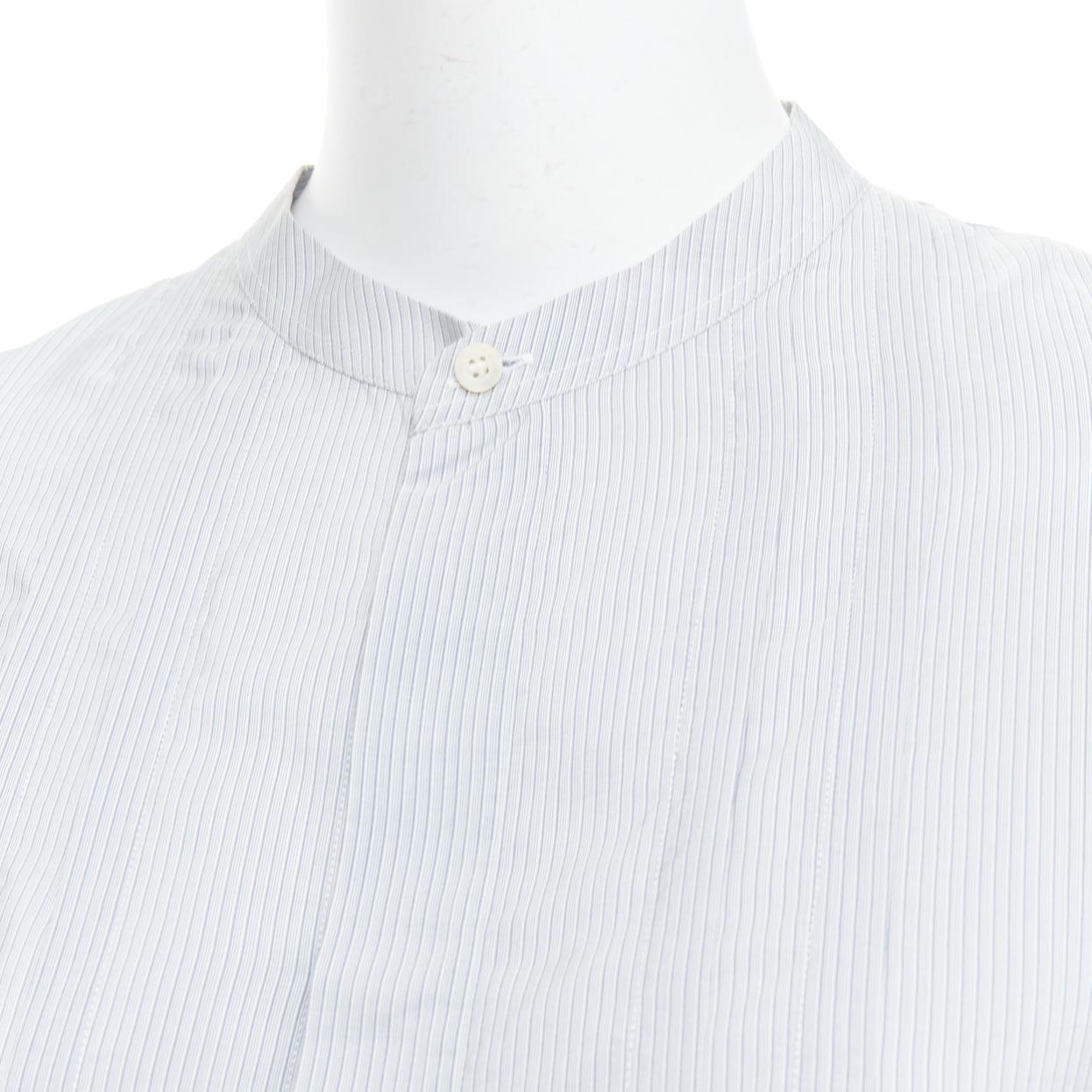 CHRISTIAN DIOR blue 100% silk CD bee embroidery button down shirt dress FR36 S For Sale 2