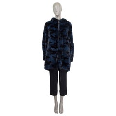 CHRISTIAN DIOR blue 2020 CAMOUFLAGE HOODED MINK Coat Jacket 38 S