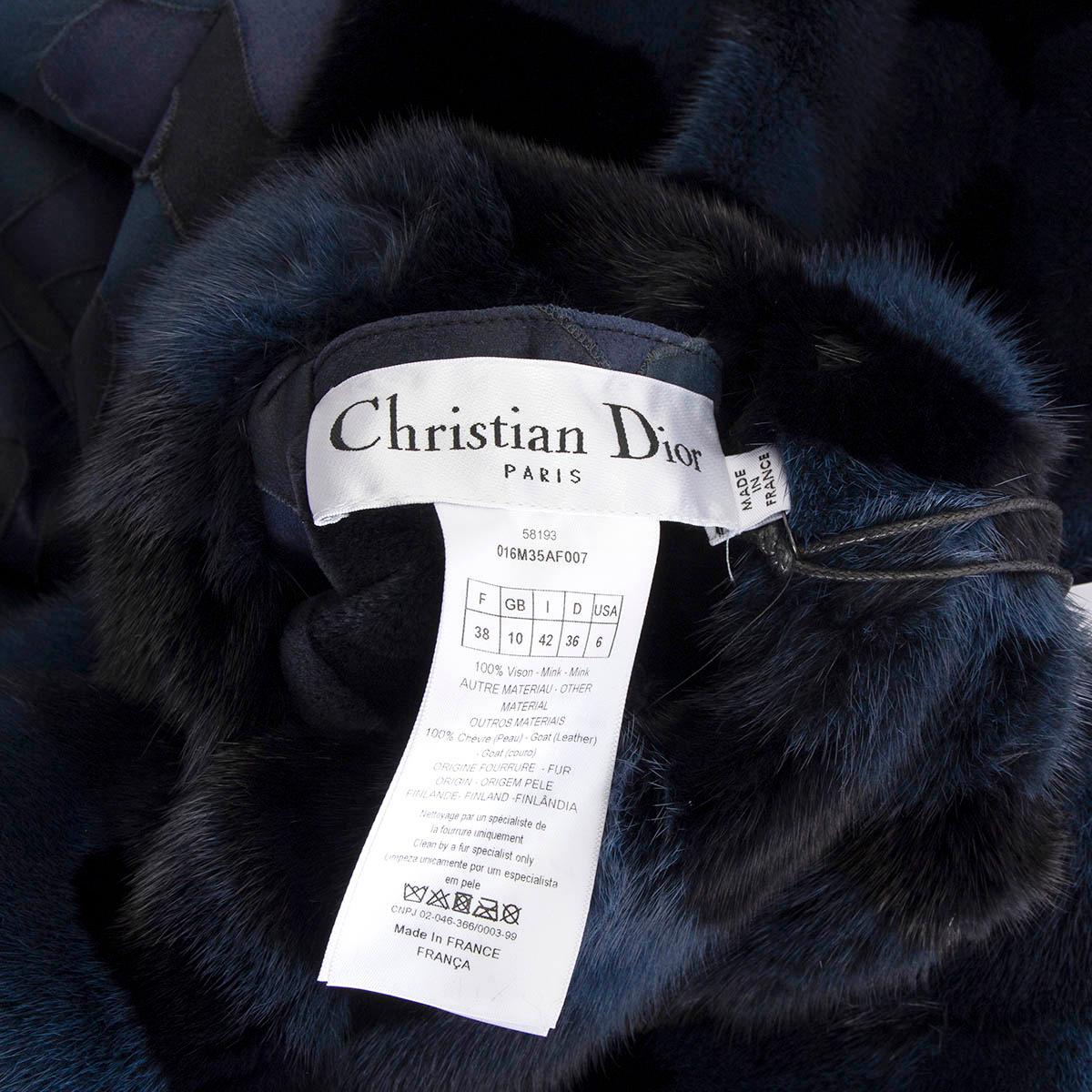 CHRISTIAN DIOR bleu 2020 CAMOUFLAGE HOODED MINK Manteau 38 S en vente 1