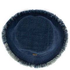 CHRISTIAN DIOR blue 2022 FRAYED DENIM Bucket Hat S/M