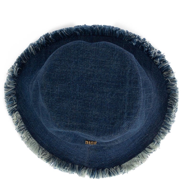 CHRISTIAN DIOR blue 2022 FRAYED DENIM Bucket Hat S/M For  display picture 1