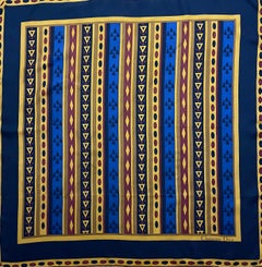 Christian Dior Blue And Yellow Silk Scarf