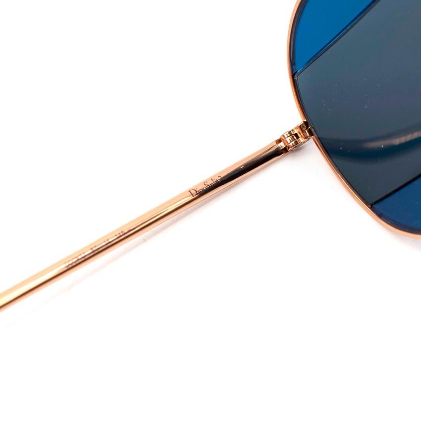Women's Christian Dior Blue Bicolour Split 2 Aviator Sunglasses For Sale