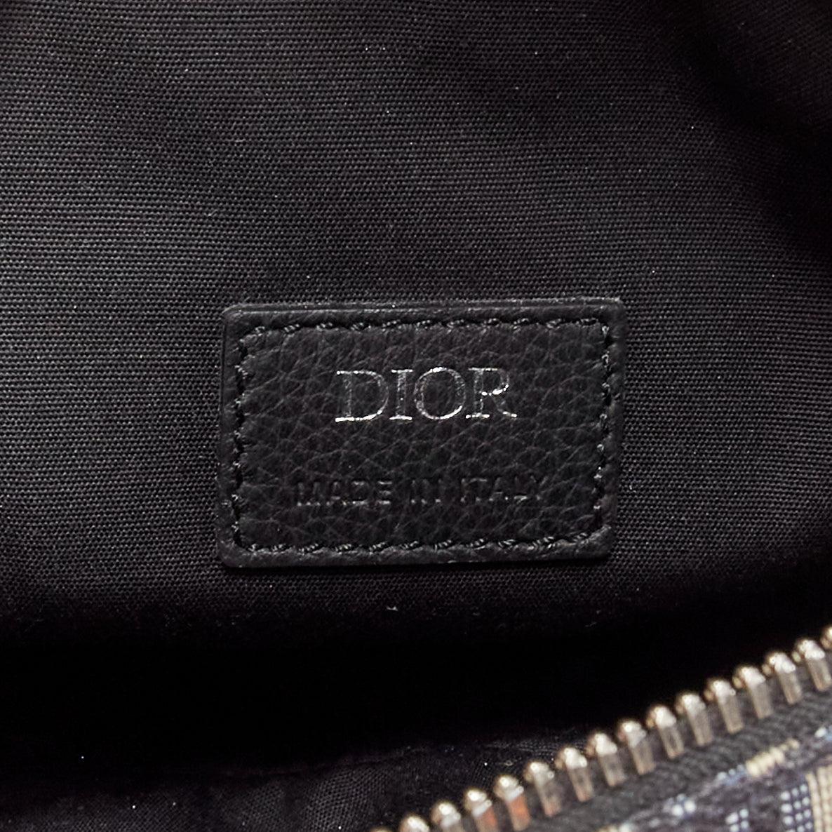 CHRISTIAN DIOR bleu noir CD logo monogramme oblique toile sac à bandoulière sadde en vente 6