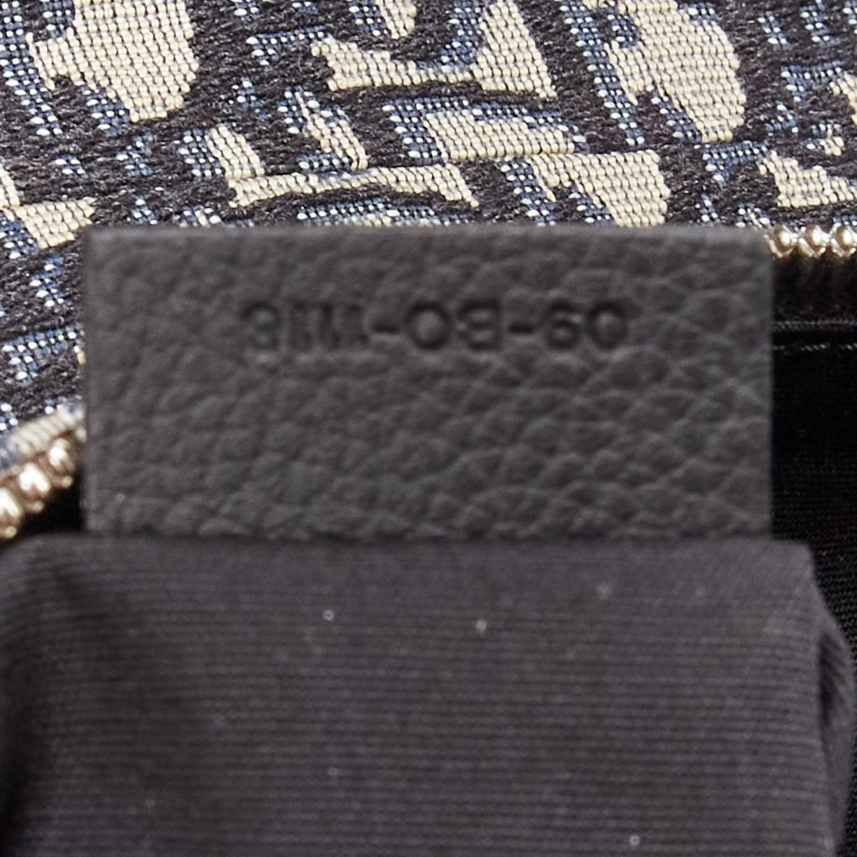 CHRISTIAN DIOR bleu noir CD logo monogramme oblique toile sac à bandoulière sadde en vente 7