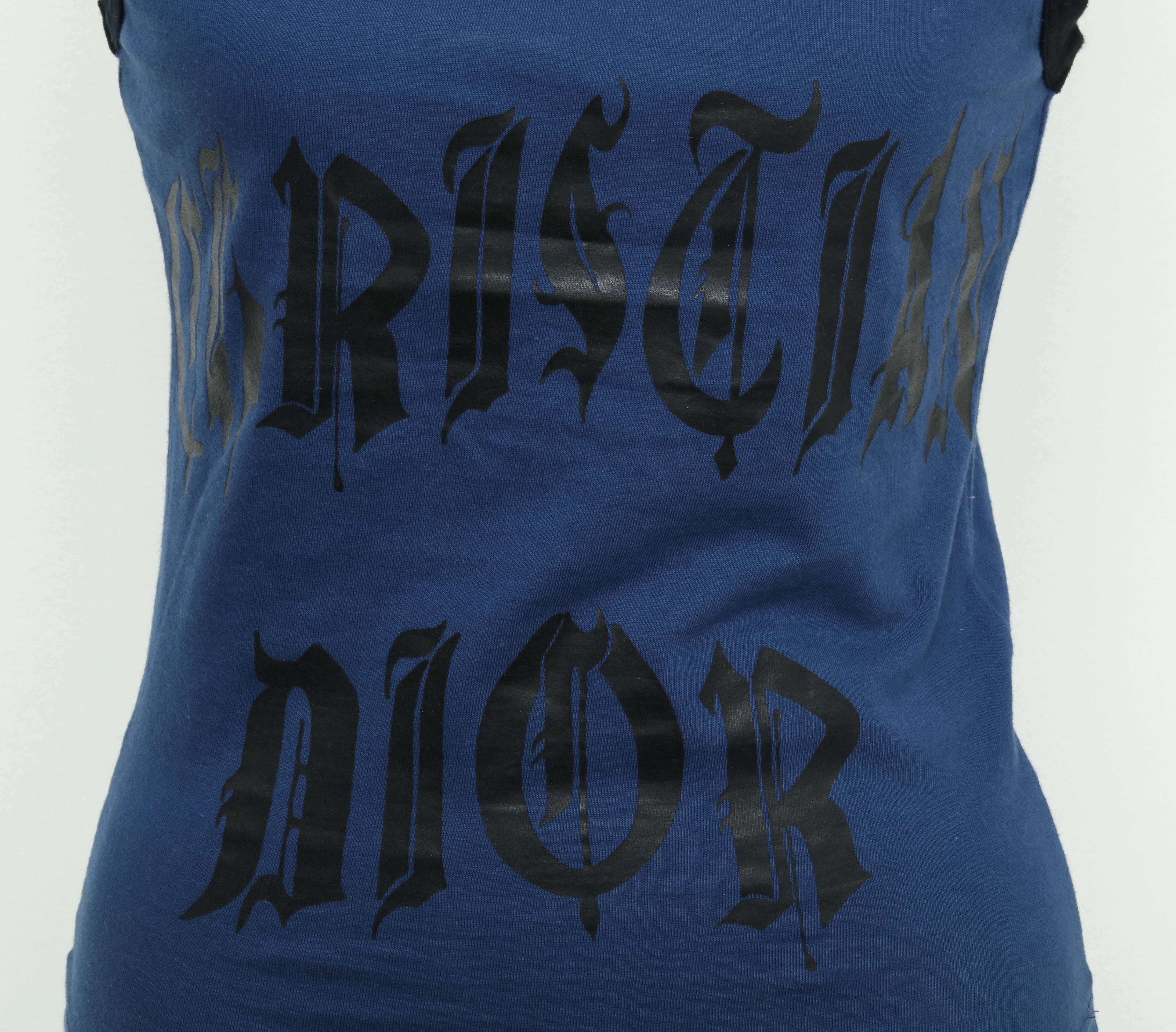 Christian Dior Blue/Black Tank Top with gothic logo. 

French Size 38.